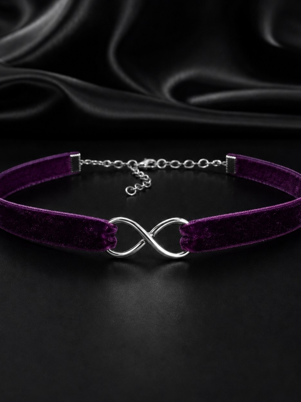 Hand Crafted Purple Velvet Infinity Choker Necklace